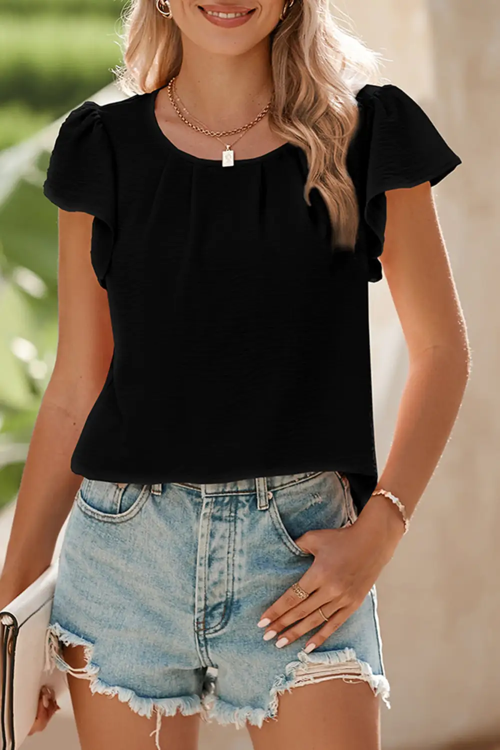 Pleated Textured Blouse