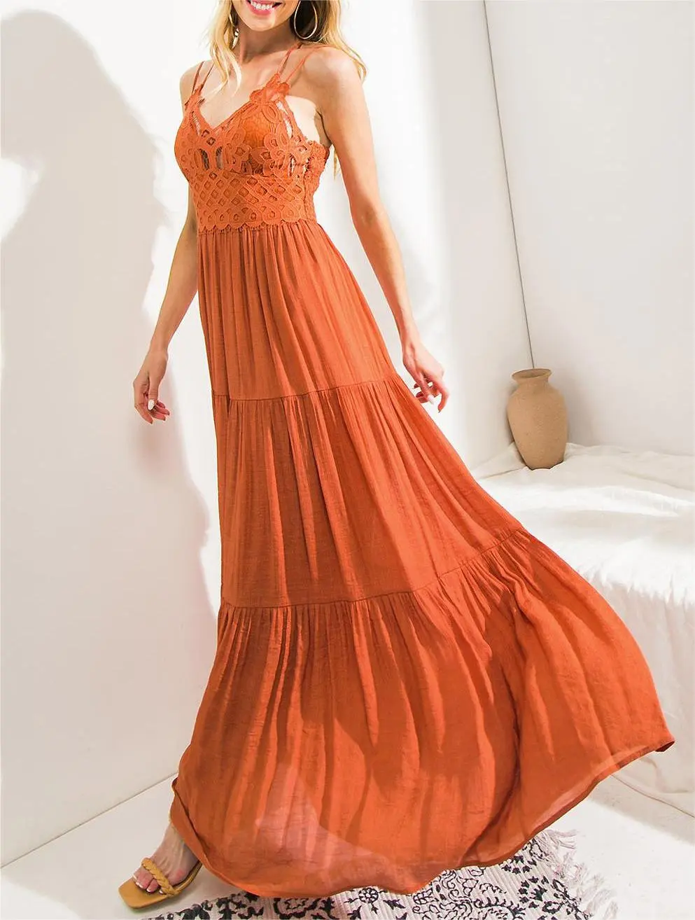 Tiered Lace Maxi Dress