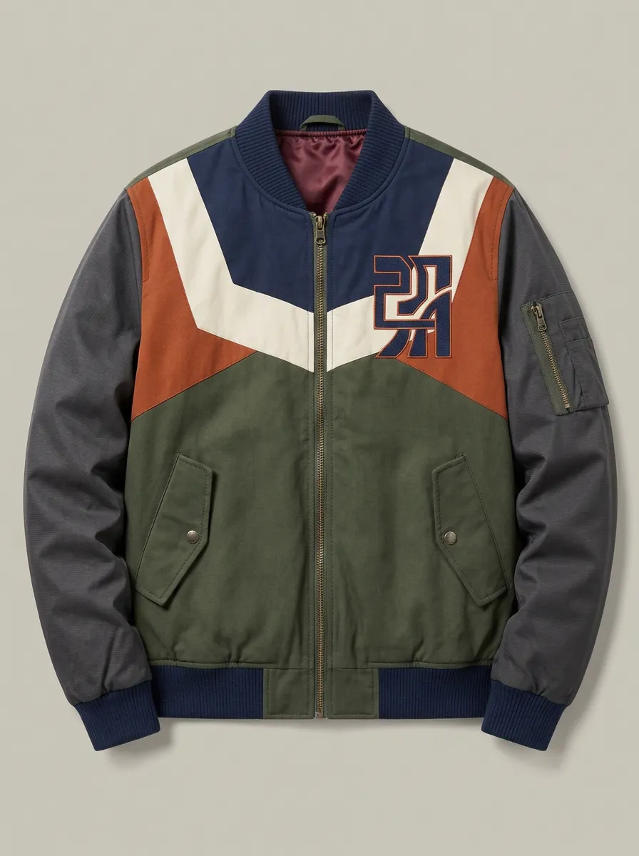 Men's Colorblock A1 Logo Embroidered Bomber Jacket