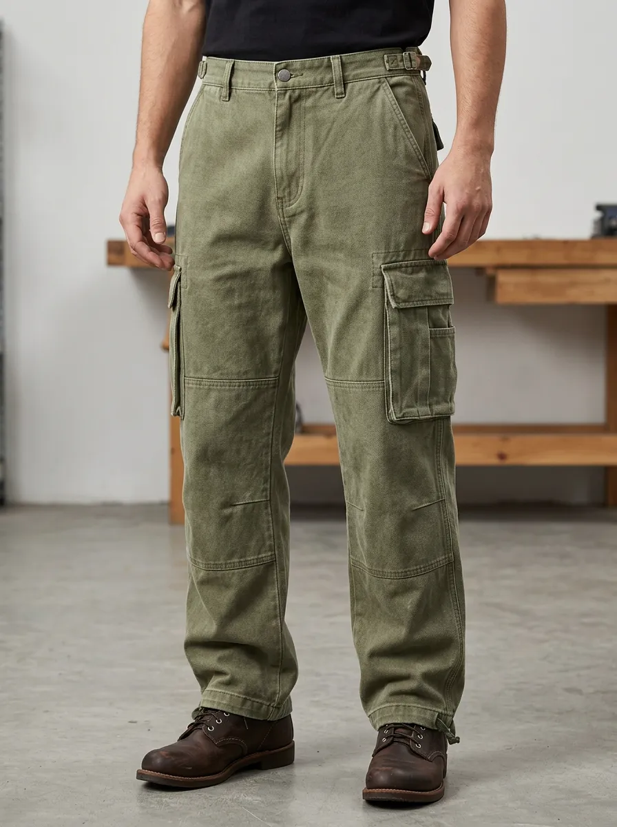 Men's Relaxed Canvas Military Field Cargo Pants