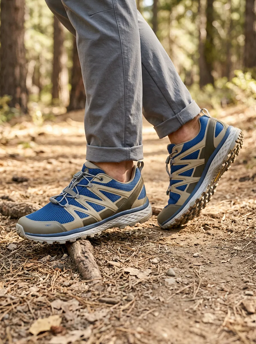 Men's Hiking Lover Blue Mesh Outdoor Printed Shoes