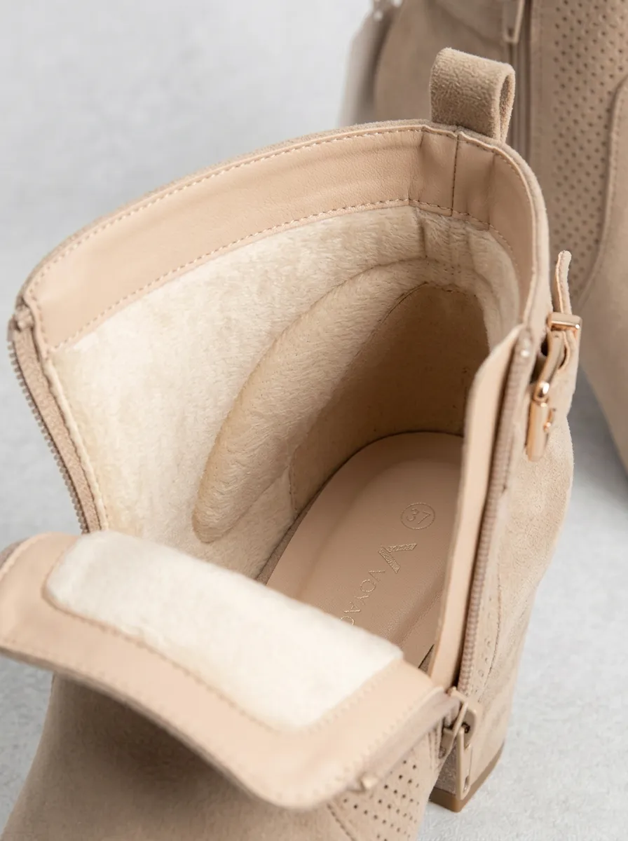Perforated Women's Peep-Toe Ankle Boots