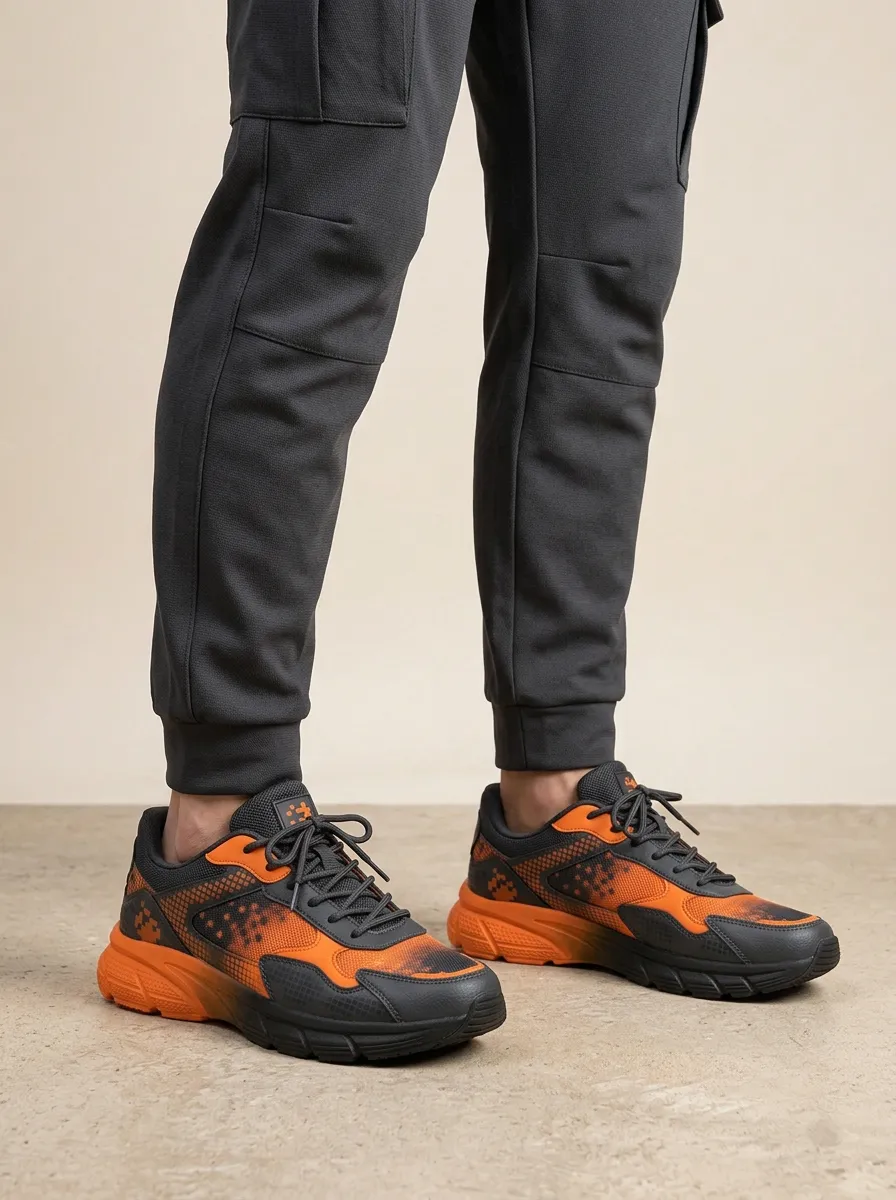 Men's Sporty Pixel Pattern Printed Sneakers