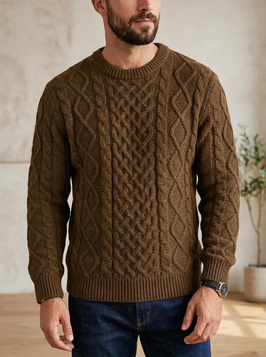 Men’s Ribbed Cable-Knit Everyday Weekend Sweater