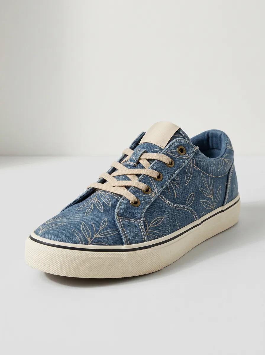 Comfort Botanical Leaf Casual Look Men's Canvas Shoes
