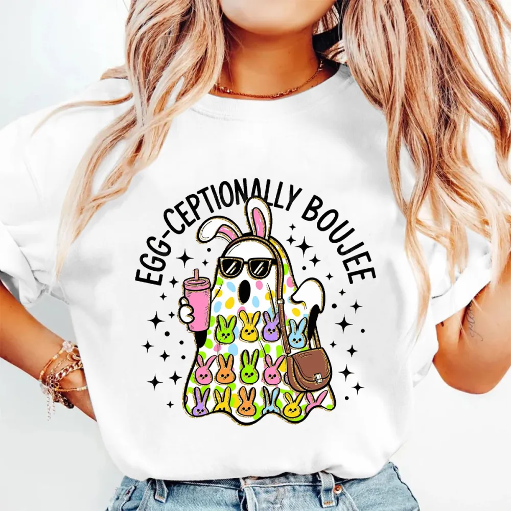  Egg-Ceptionally Boujee Printed Round Neck Short Sleeve T-Shirt