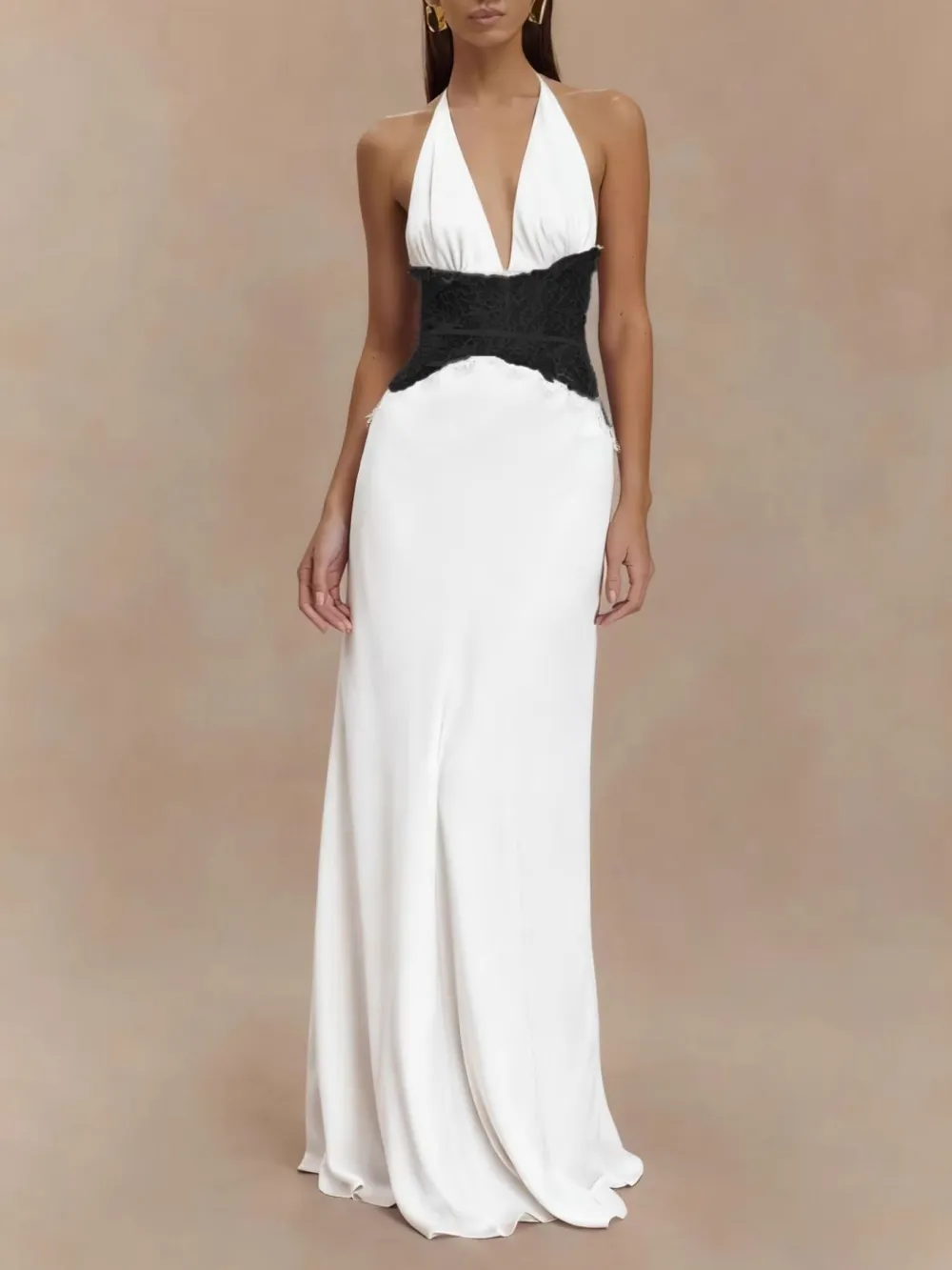 Polished Detail Lace Maxi Dress