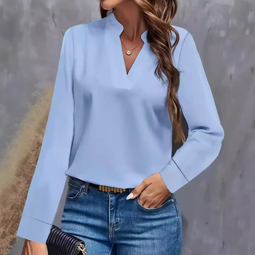 Long Sleeve Draped Blouse