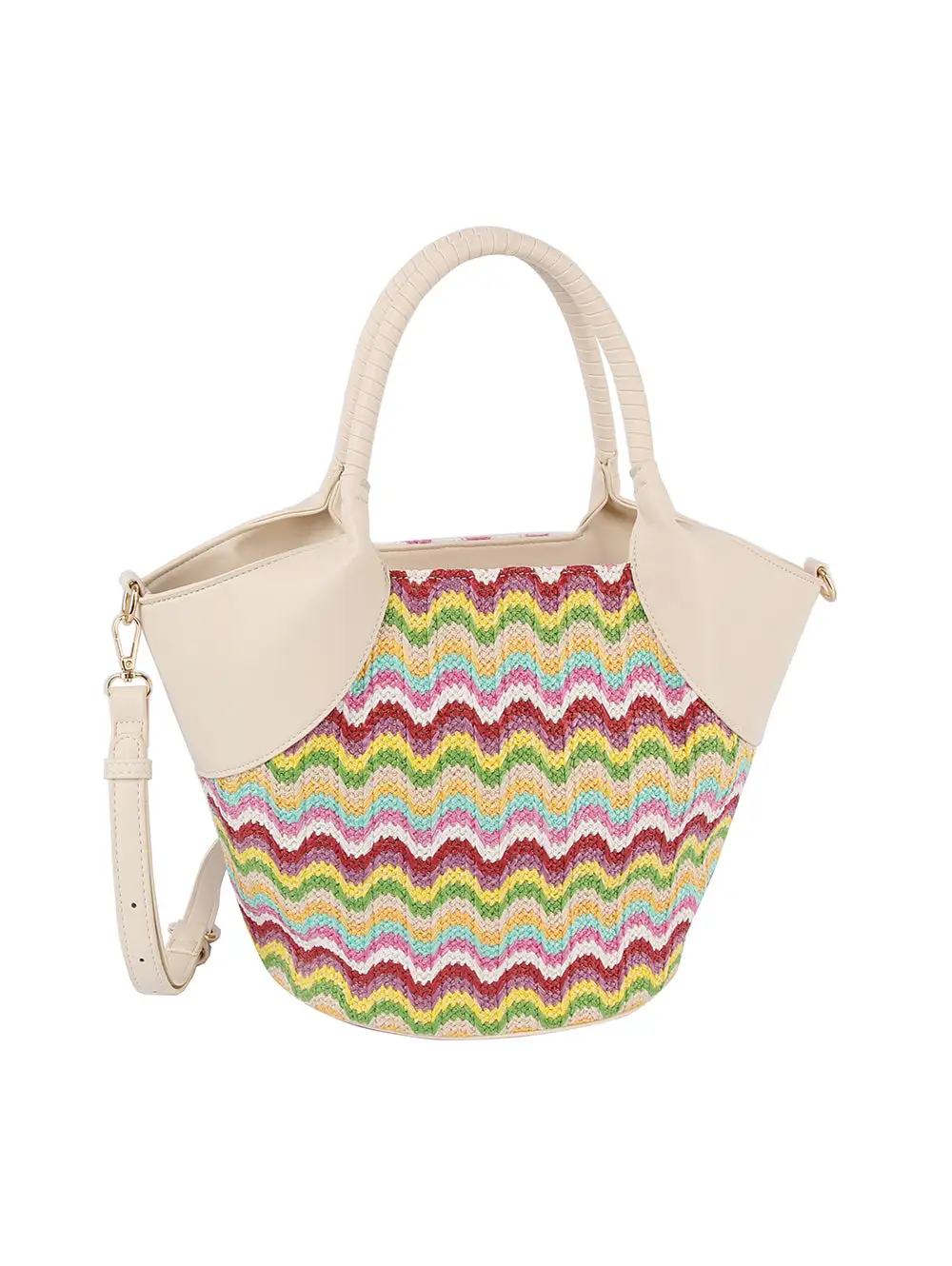Heritage Detail Pocketed Faux Leather Tote Bag