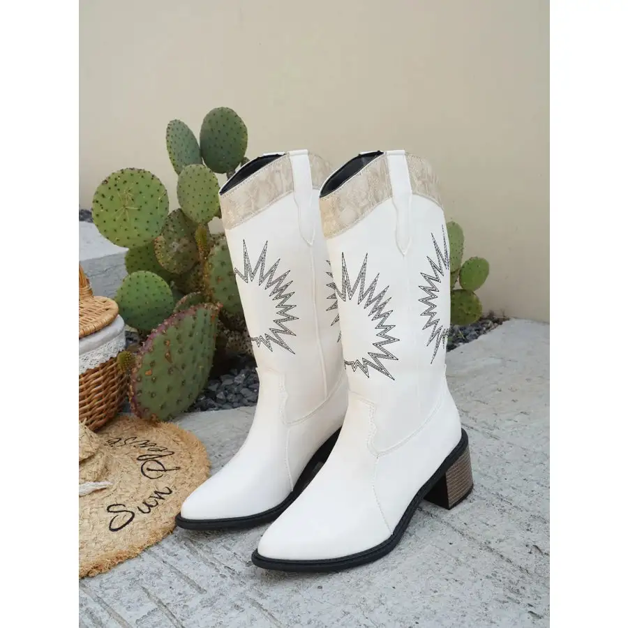 Lounge Point Toe Block Heels Boots