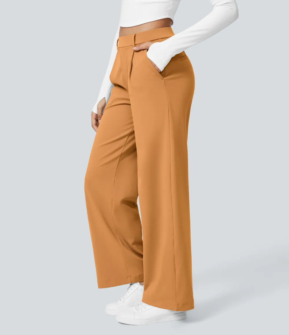 2026🔥  High Waisted Pocket Straight Leg Work Pants