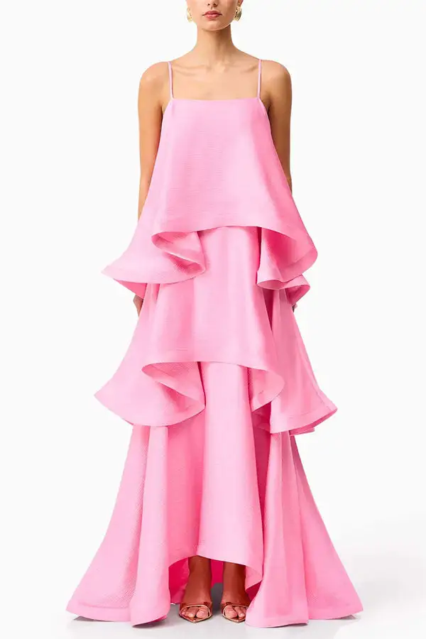 Sophisticated Elegant Tie Detail Tie Front Top And Flowing Maxi Skirt Set