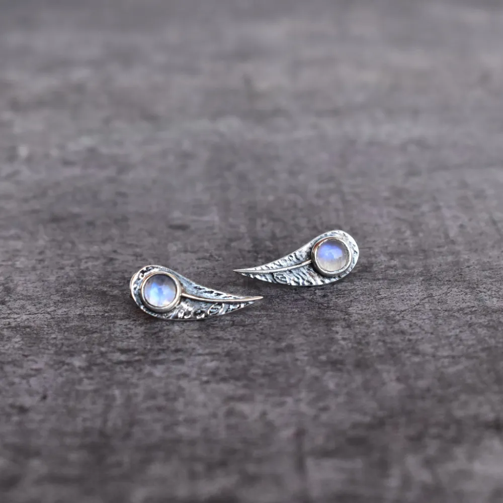 Leaf Bud Moonstone Earrings