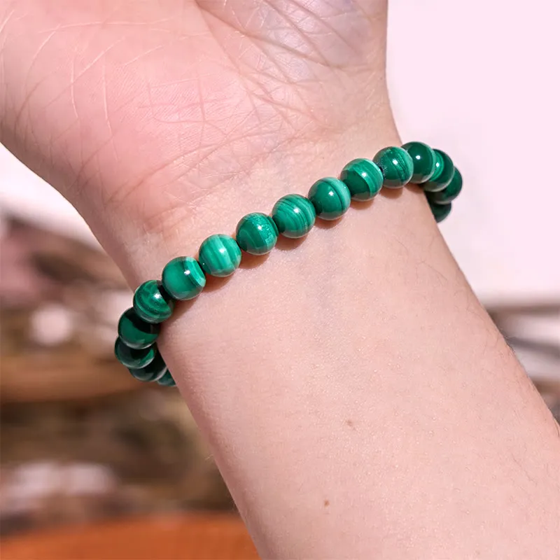 Classic Natural Malachite Mala Bracelet