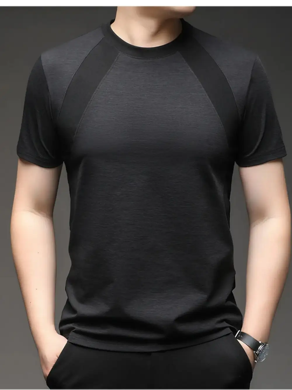 Polyester-Blend Round-Neck Short-Sleeve T-Shirt