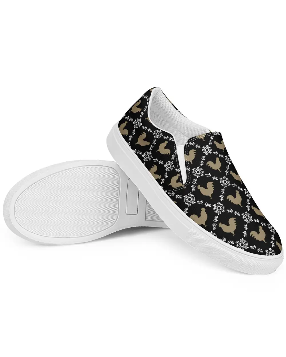 Rooster Print Slip On Shoes