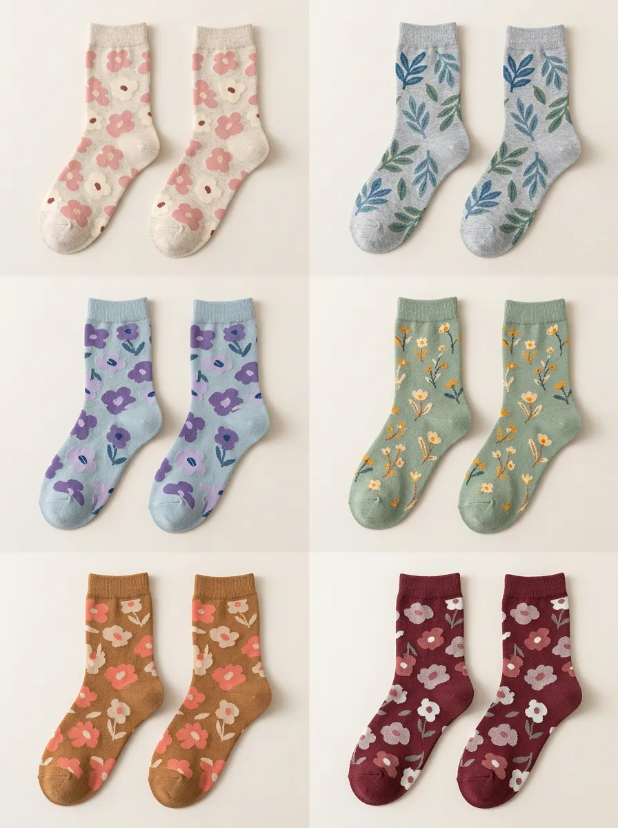 Women's Botanical Ribbed Multi-Pack Crew Cat Socks