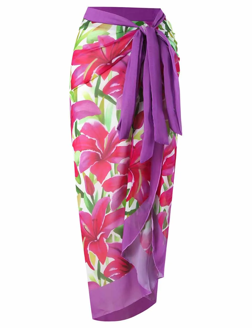String Tie Floral Print One Piece Swimwear with Sarong