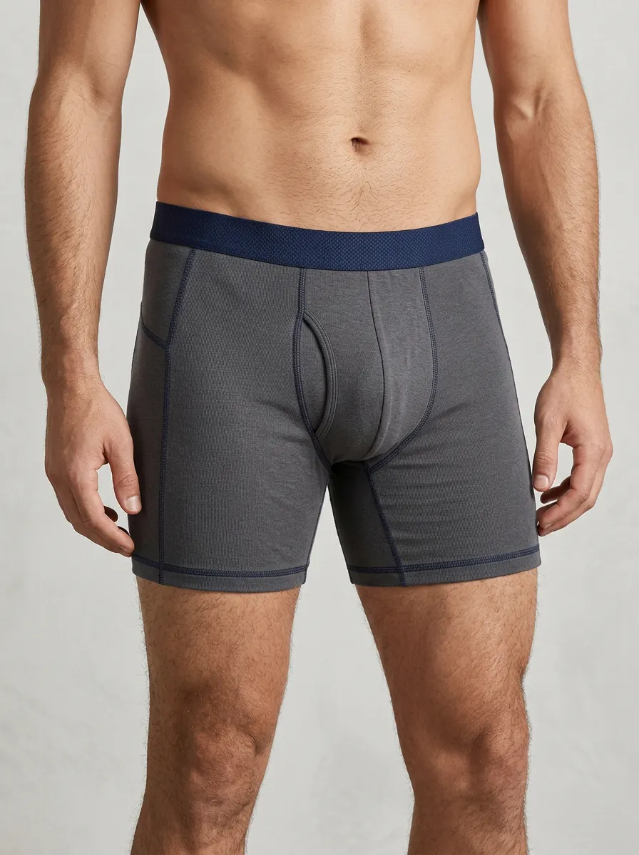 Urban Contrast-Stitch Performance Look Men's Boxer Briefs