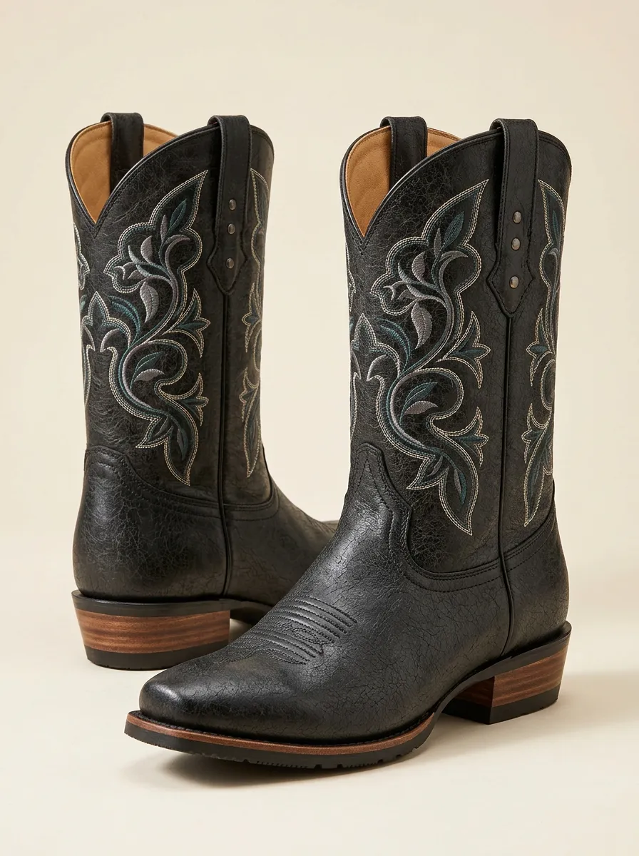 Women's Western Cowgirl Floral Embroidered Cowboy Boots