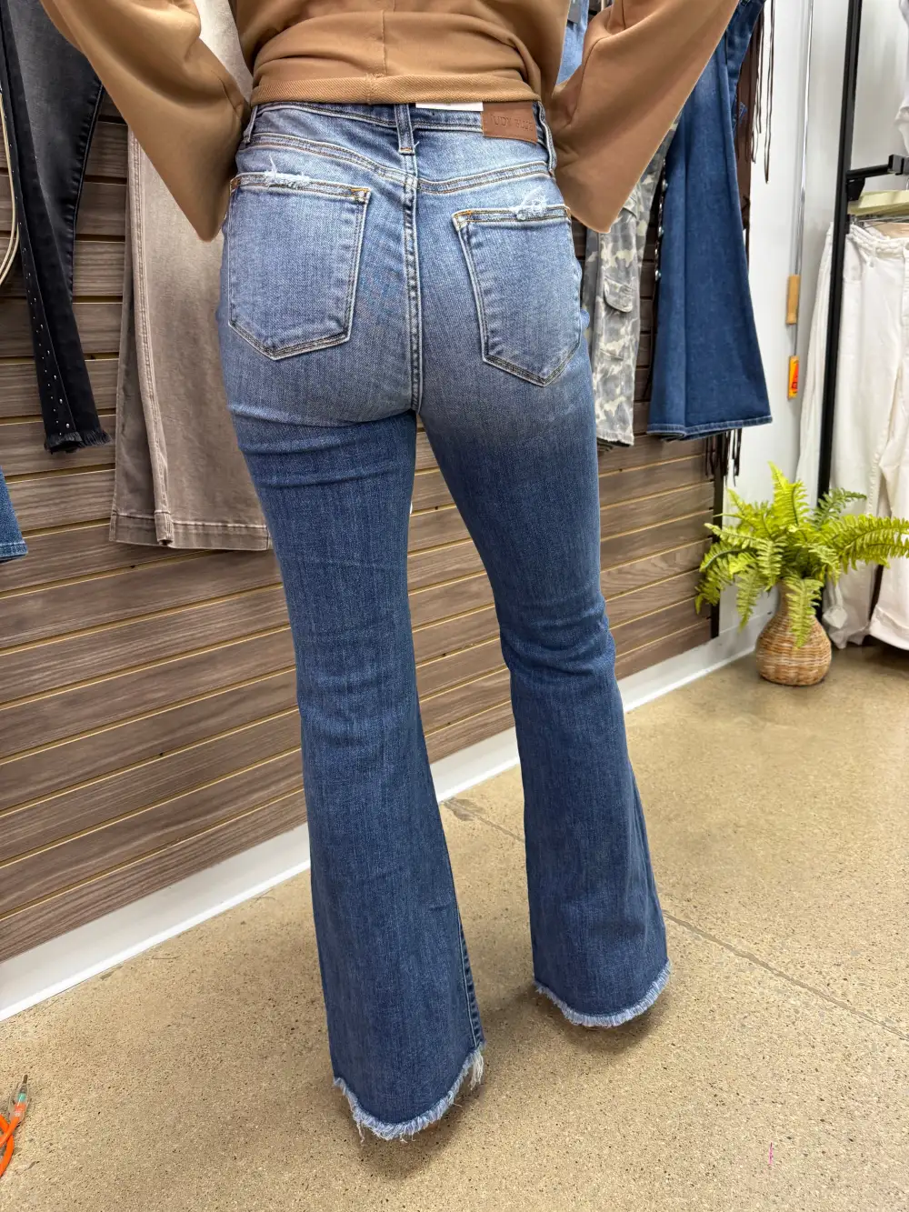 Sequin Mid Rise Flared Jeans