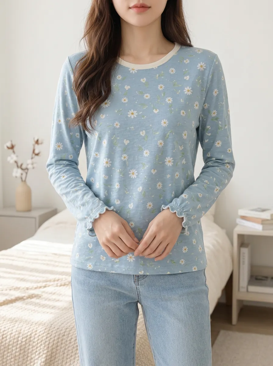 Women's Sweet Casual Relaxed Sweet Long Sleeve T-Shirt