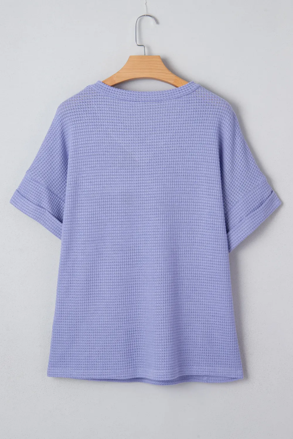 Wisteria Waffle V Neck Short Sleeve Top
