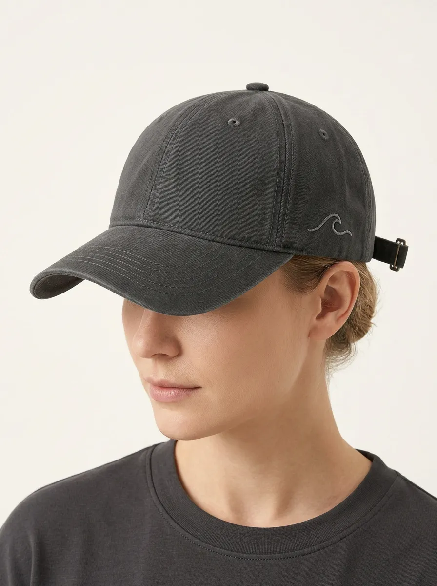 Unisex Minimalist Wave Embroidered Curved-Brim Baseball Cap