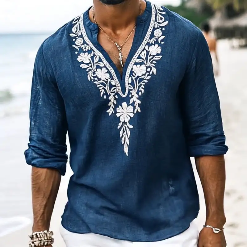 Embroidered Button Buttoned Shirt