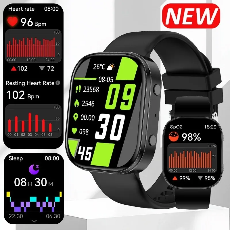 Smart Watch Bluetooth Call Heart Rate SpO2 Sleep Monitor Fitness Tracker Sports Health Smartwatch for Android iOS