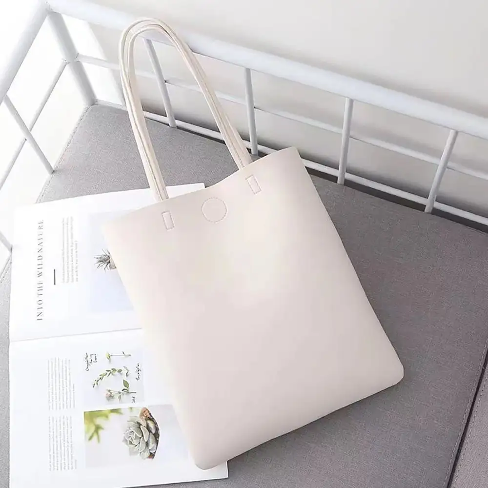 Minimalist Chic Black Leather Tote Bag