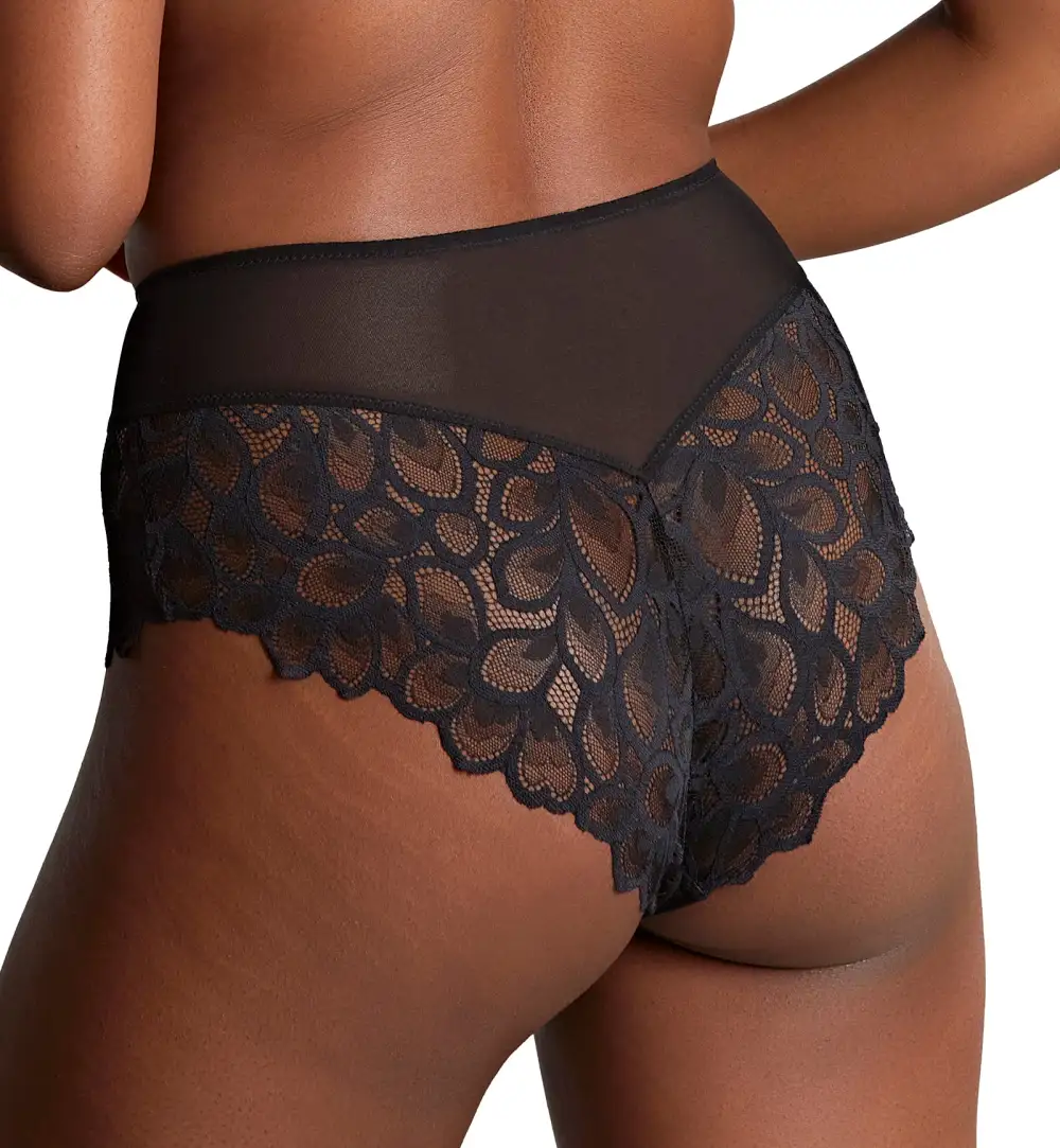High-Waist Stretch-Lace Cotton Cheeky Brief Panty