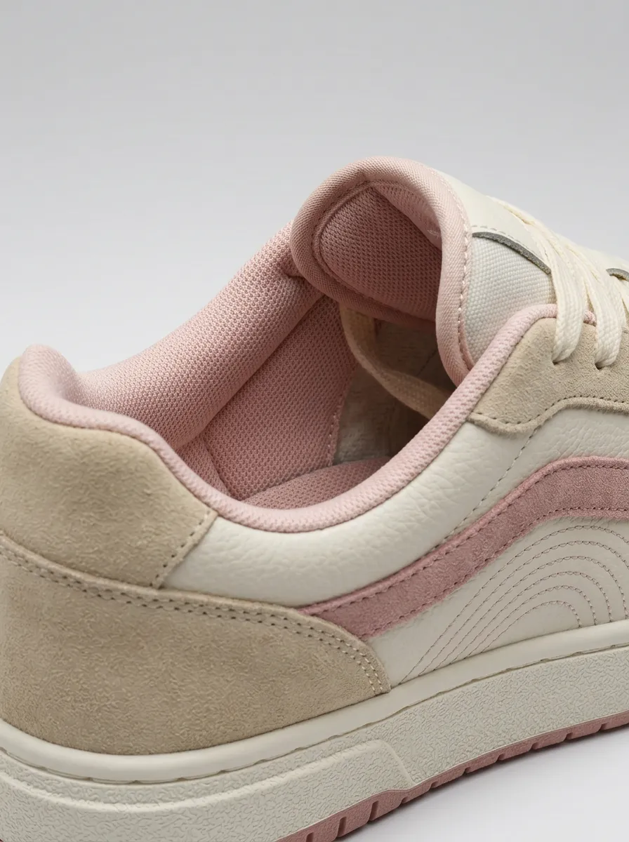Lace-Detail Perforated Color-Block Women's Low-Top Skate Sneakers