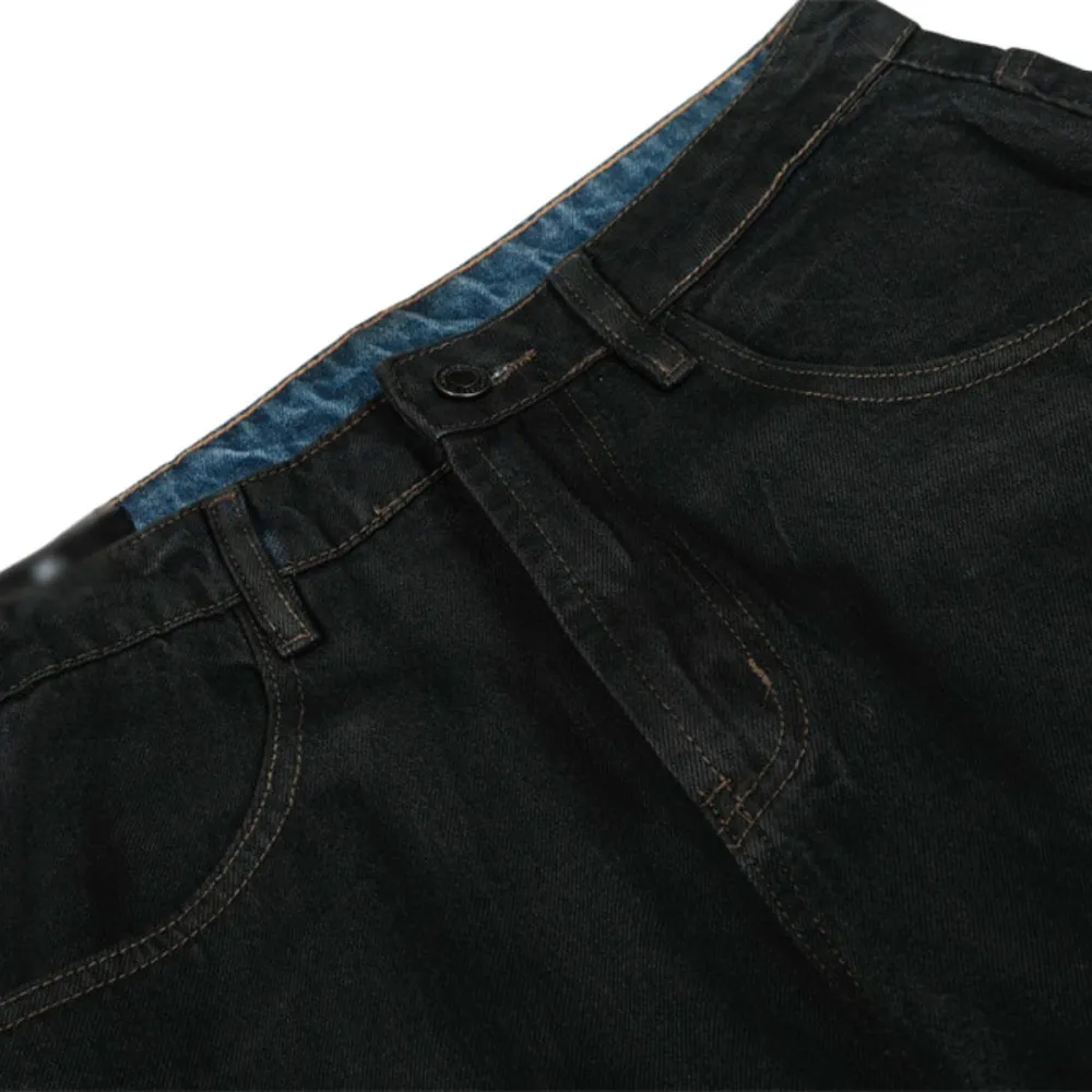 Relaxed Men's Wide Leg Distressed Washed Denim Jeans