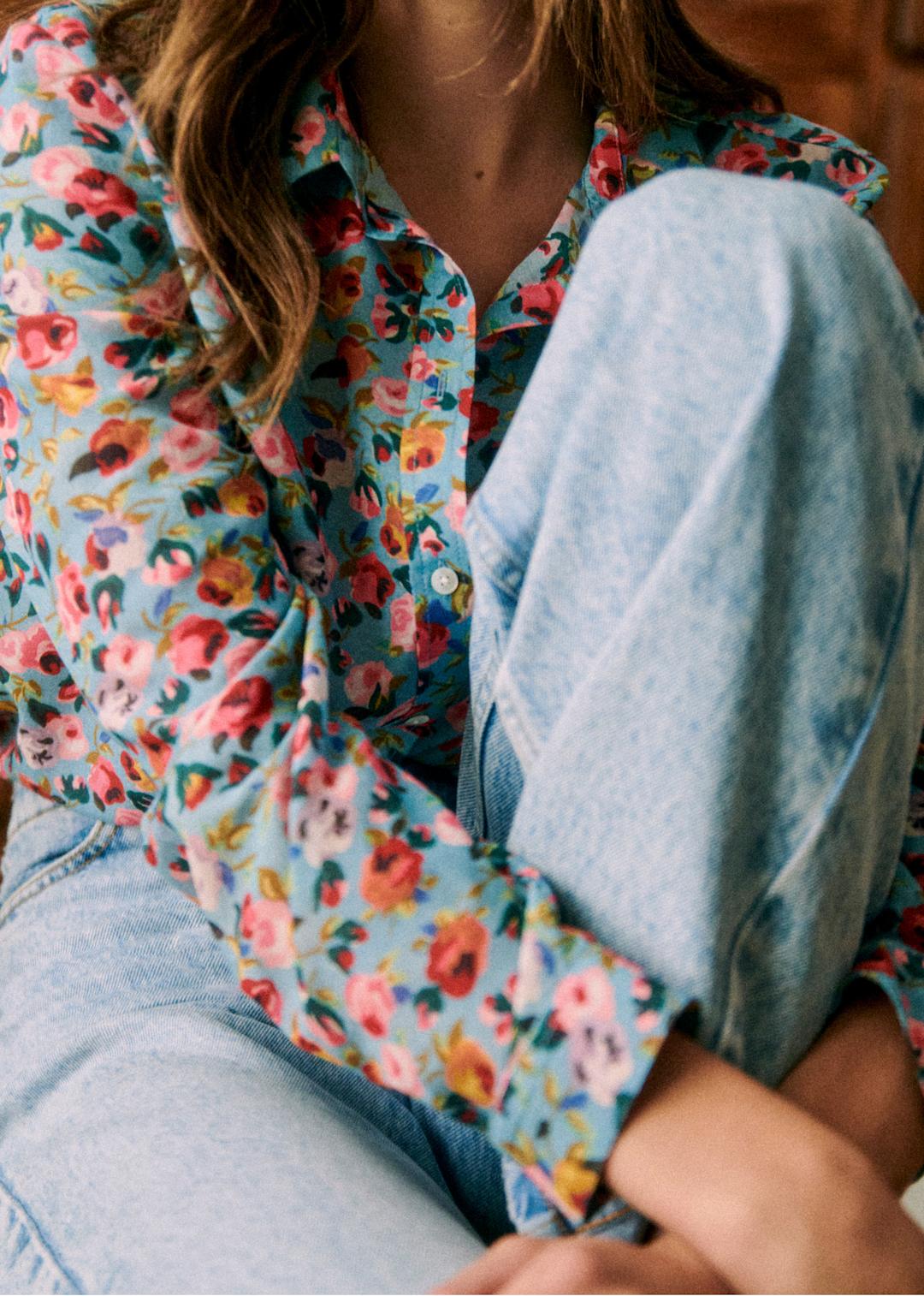 Colorful Floral Long-Sleeved Shirt