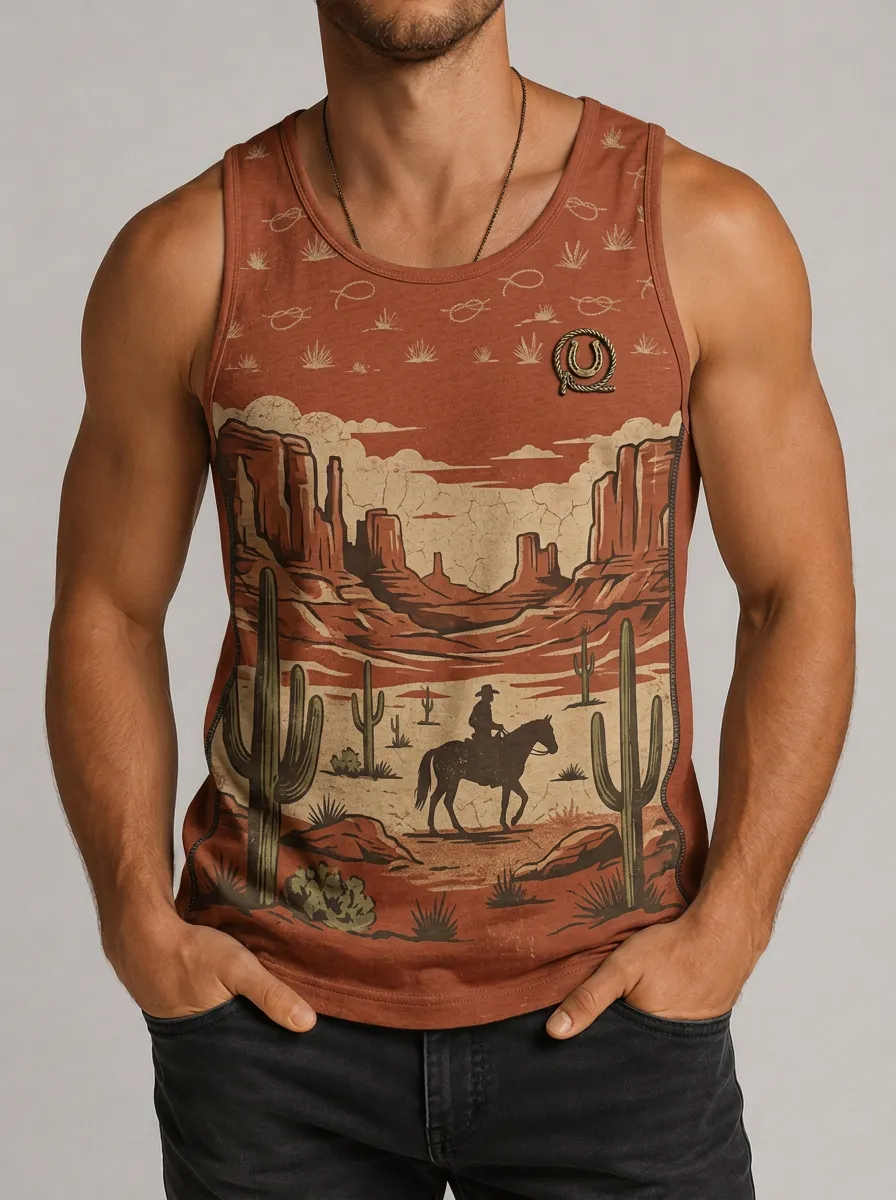 Men's Western Canyon Desert Graphic Tank Top