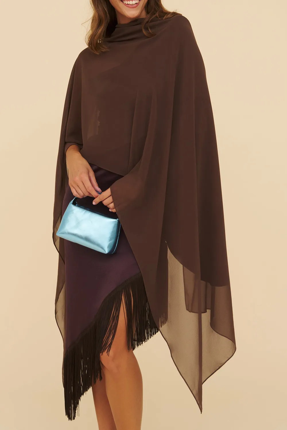 Brown Women's Solid Color Tosca Shawl