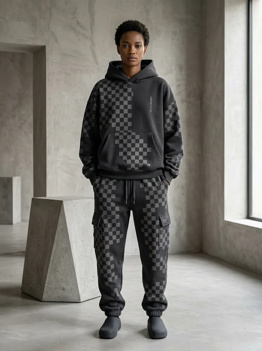 Jogger Checkerboard Men's Two-Piece Tracksuit