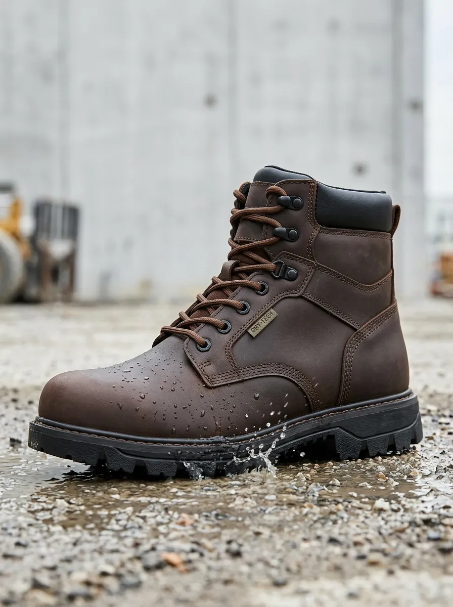 Men's Rugged Waterproof Construction Work Boots