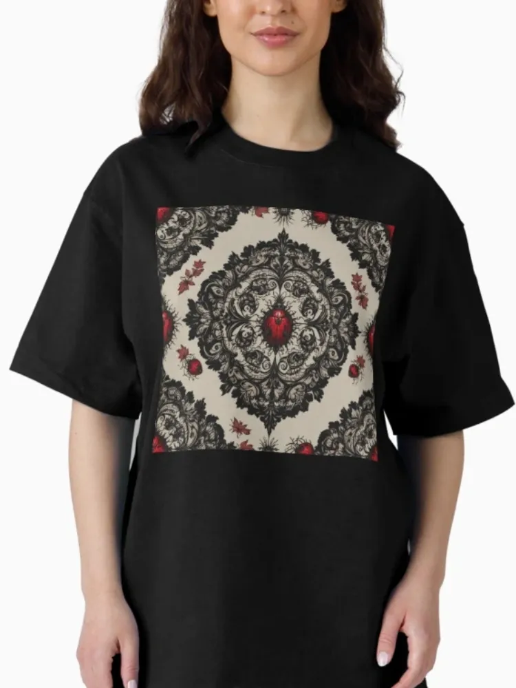 Women's Gothic-style patterned short-sleeved round-neck T-shirt