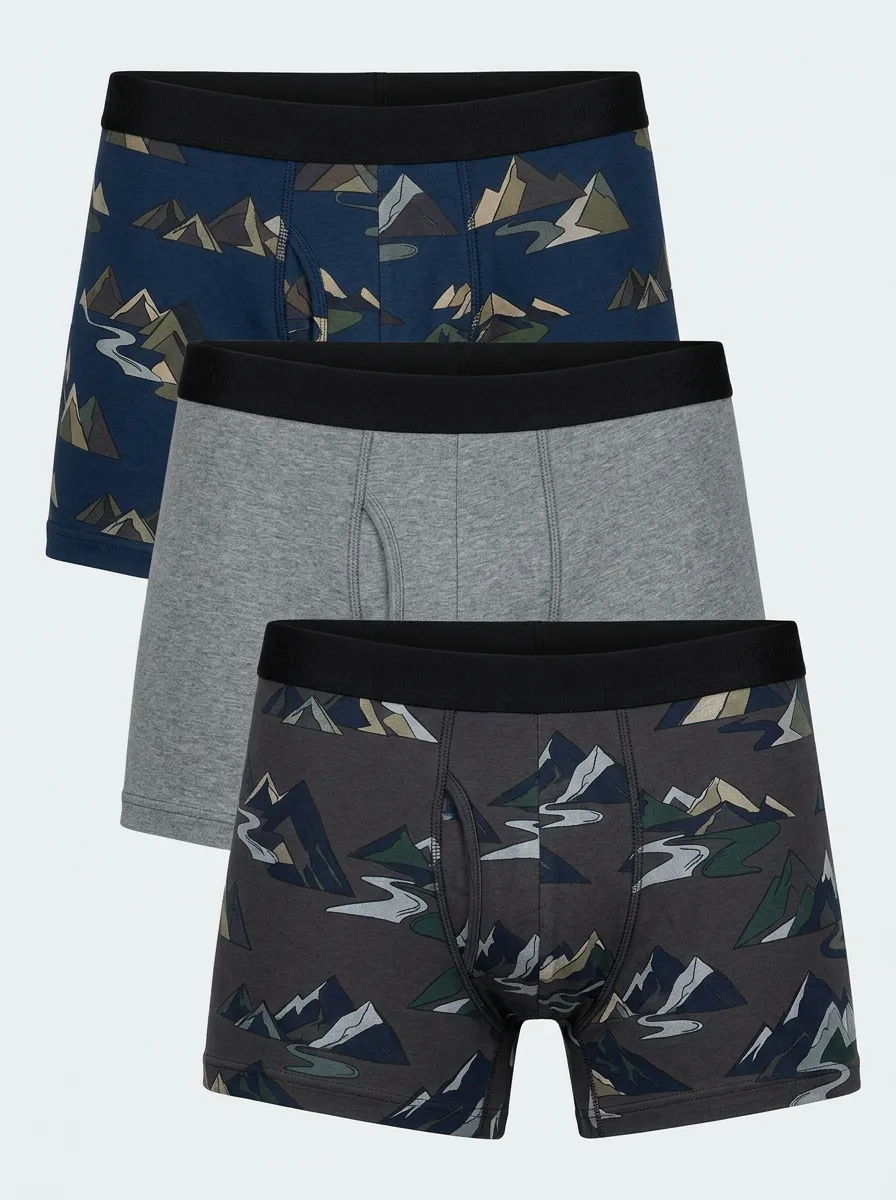 Men's 3-Pack Mountain-River Fly-Front Boxer Briefs