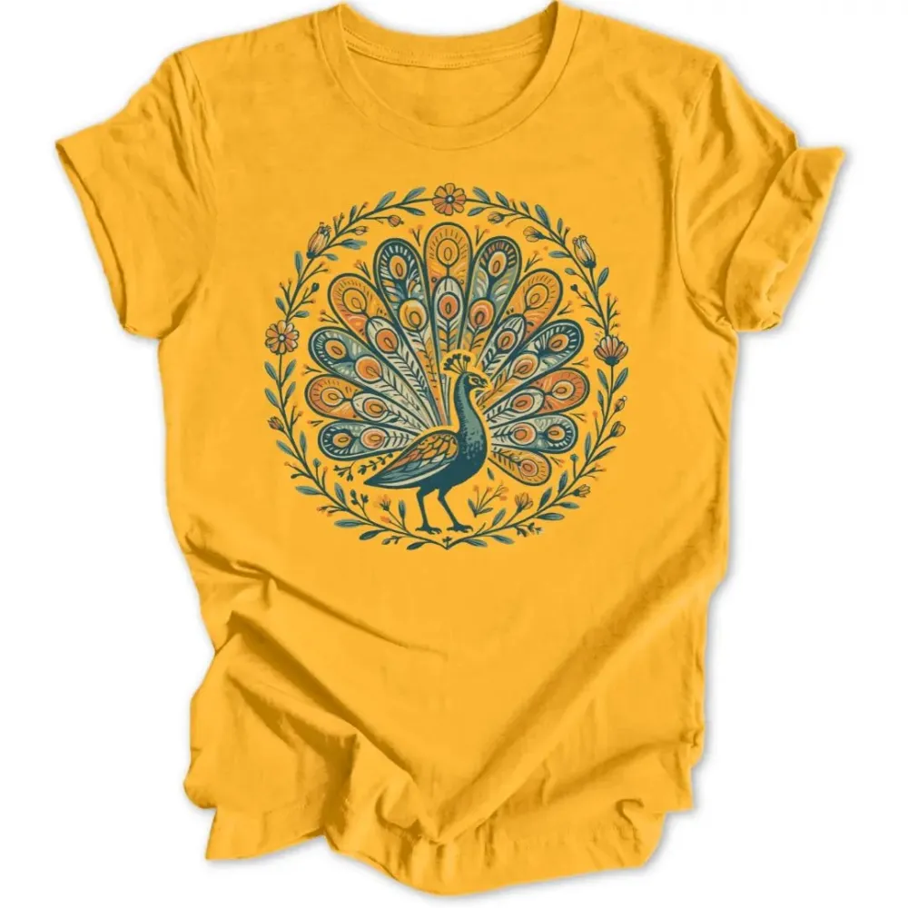 Folky Peacock Unisex T-Shirt