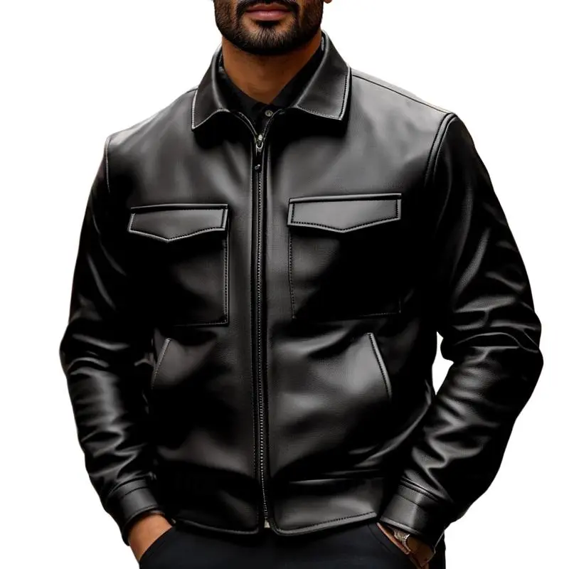 Leather Utility Pocket Jacket