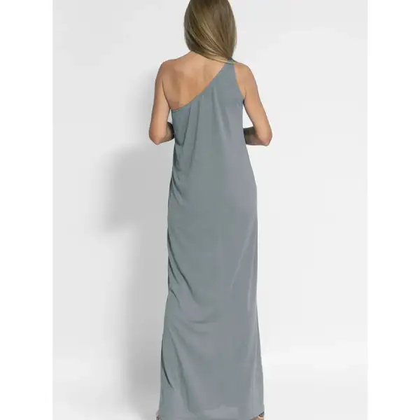 One Shoulder Maxi Dress with Side Slit