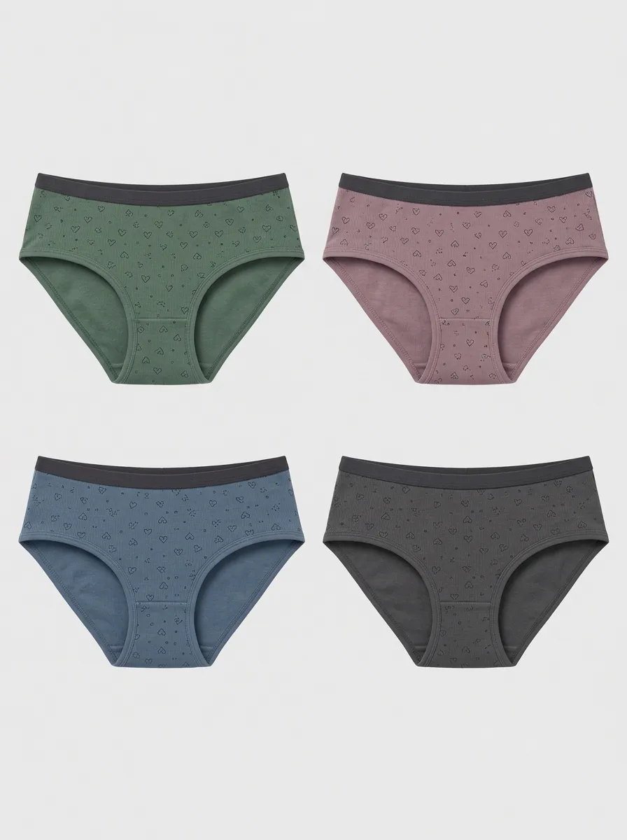 Women's Heart Pattern Multi-Pack Printed Briefs