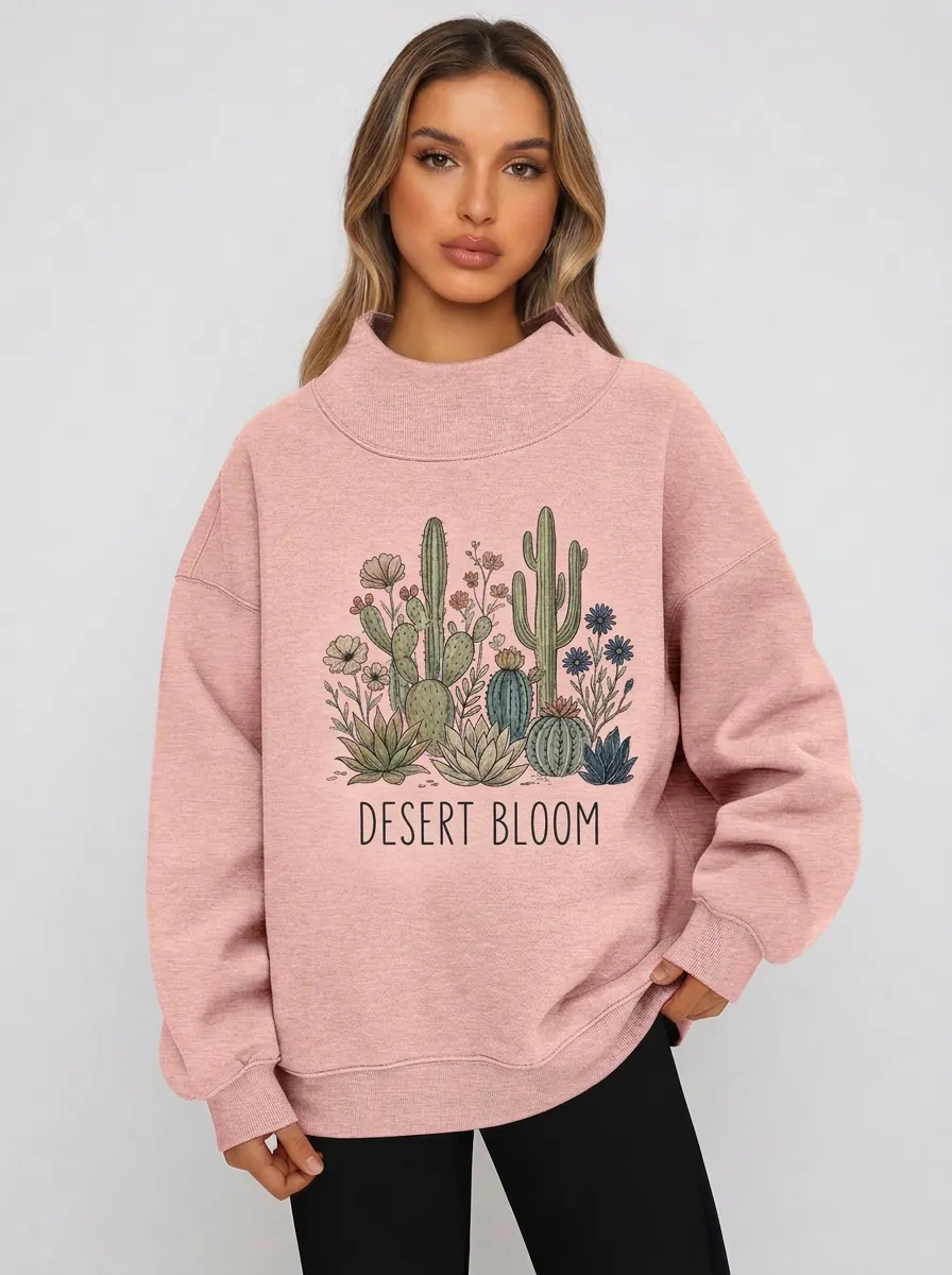 Women's Desert Bloom Cactus Floral Graphic Sweatshirt