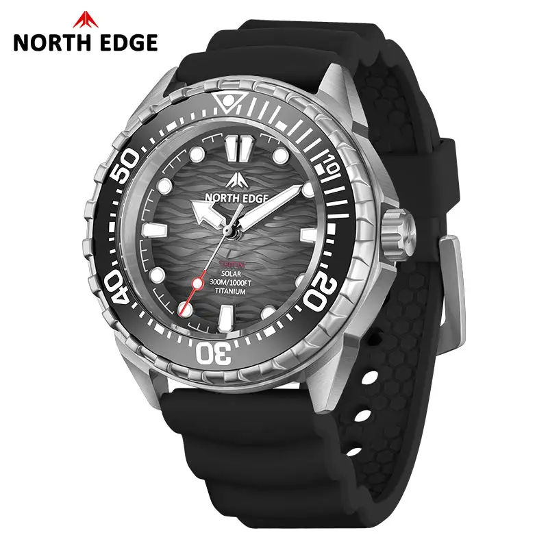 North Edge Titanium Lightweight Solar Dive Watch TRITON-TI- Never needs a battery replacement