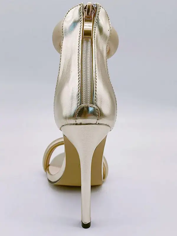 Open-Toe Polished Zip Heeled Sandals