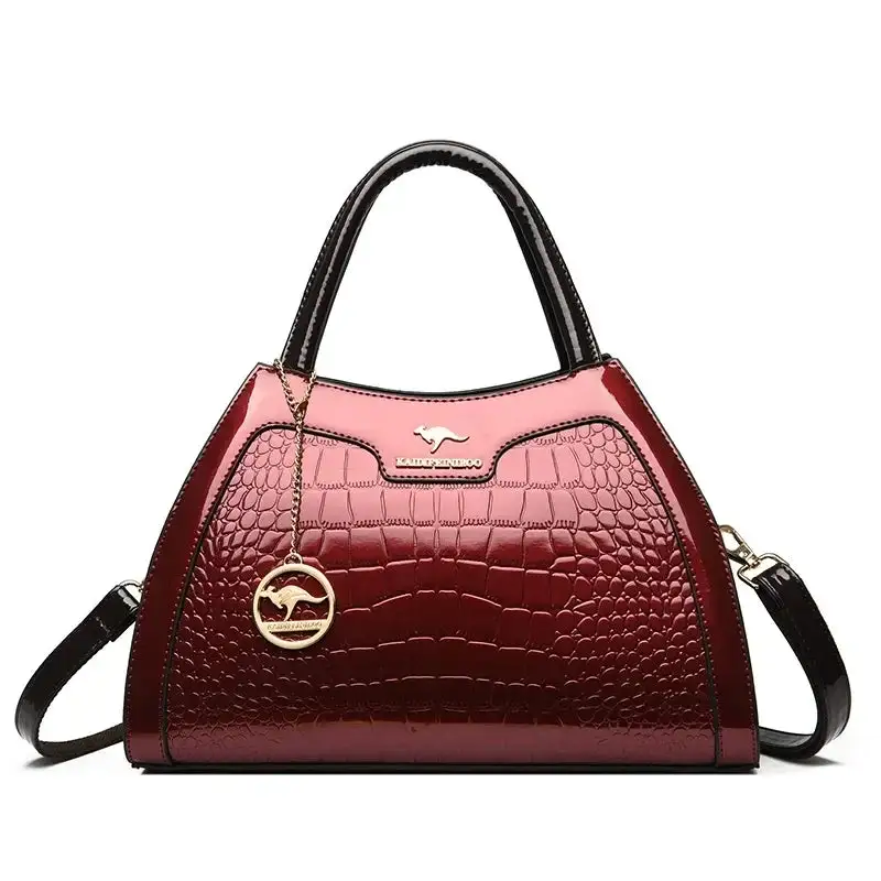 Sophisticated Edge: Crocodile-Pattern Designer Leather Handbag