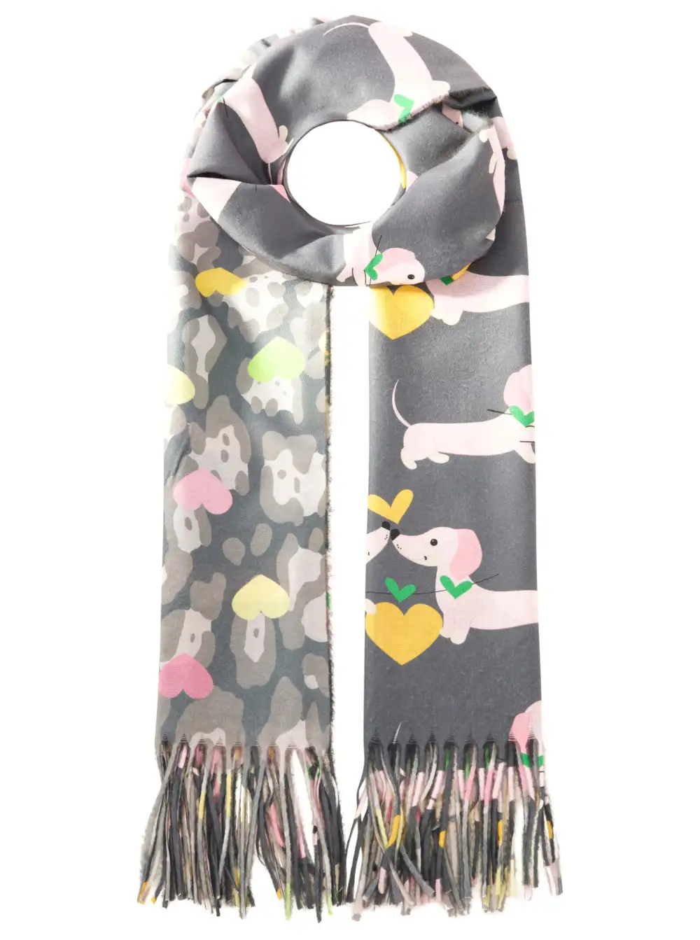 Soft Heart Pattern Dachshund Graphic Fashion Scarf